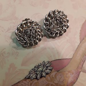 West Germany stamped silvertone clip on earrings